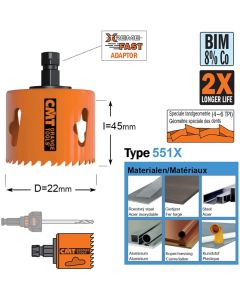 CMT - Gatzaag voor metaal en non-ferro metalen D=22mm - D=22mm I=45mm